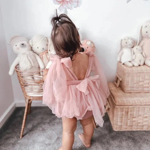 Adorable Pink Tulle Baby Dress - Picture 4 of 4